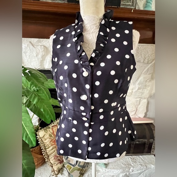 Danny & Nicole Tops - Danny & Nicole Blue and White Polka Dot Ruffle Sleeveless Top Size 12P